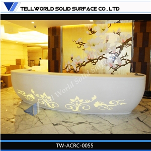 Hot Sale Modern Salon Solid Surface Reception Desk,Manmade Stone Marble Reception Counter Table Tops
