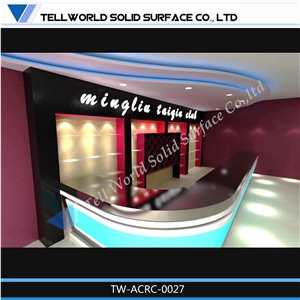 Hot Sale Modern Salon Solid Surface Reception Desk,Manmade Stone Marble Reception Counter Table Tops