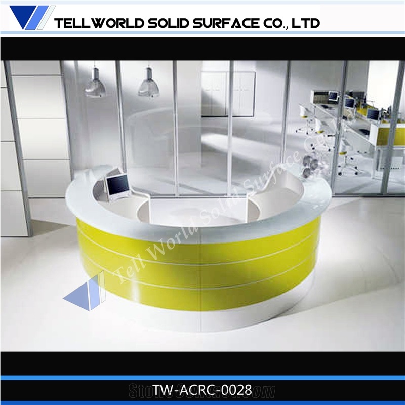 Hot Sale Modern Salon Solid Surface Reception Desk,Manmade Stone Marble Reception Counter Table Tops