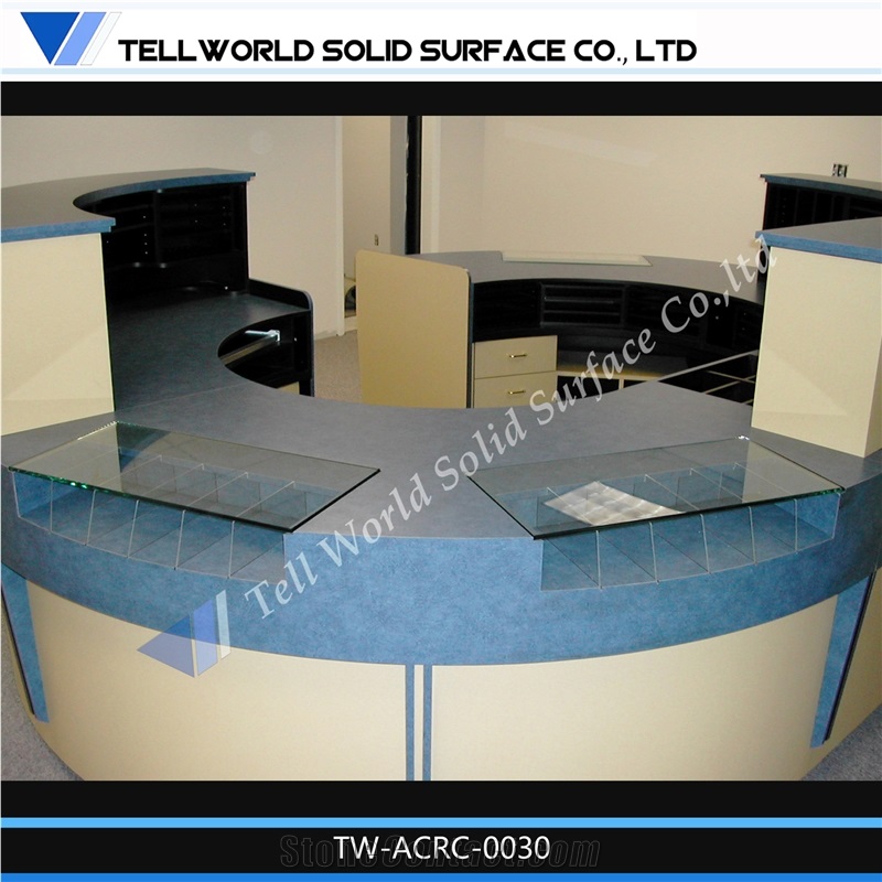 Hot Sale Modern Salon Solid Surface Reception Desk,Manmade Stone Marble Reception Counter Table Tops