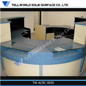 Hot Sale Modern Salon Solid Surface Reception Desk,Manmade Stone Marble Reception Counter Table Tops