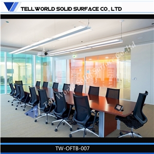 Modern Black Rectangular Conference Table Laminated Panels