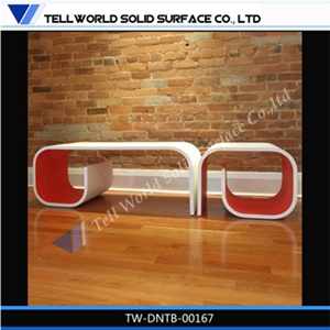 Modern White&Orange Curved Tv Stand Table, Dining Table