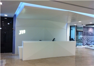 Simplw White Elegant Office Corian Solid Surface Reception Counter Simplw White Elegant Office Corian Solid Surface Reception Counter