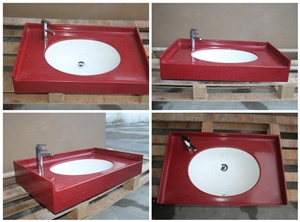 Special New Design Water Flow Bathroom Above Counter Sink/ Manmade Stone Wash Basin