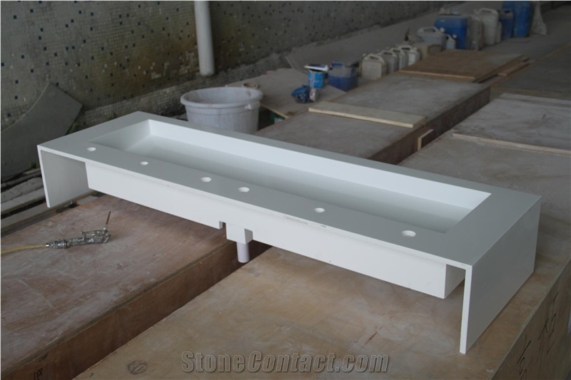 Special New Design Water Flow Bathroom Above Counter Sink/ Manmade Stone Wash Basin