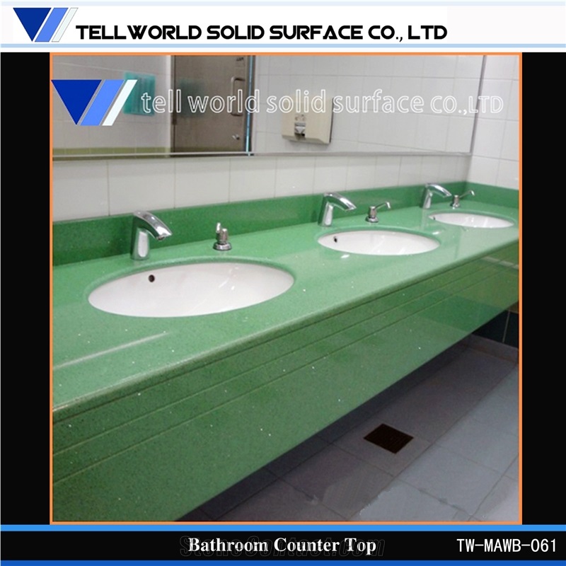 White Arylic Solid Surface Bathroom Vanity Countertops with Built in Sinks