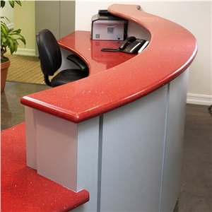 Rosy Red Man-Made Stone Slabs for Worktops and Kitchen Tops/Engineered Quartz Stone/Engineering Stone Slabs and Tiles/Artificial Stone Counter Tops/Stone Reception Desk/Stone Island Tops