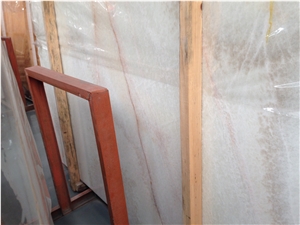 China White Onyx Slab,China White Onyx with Red Veins
