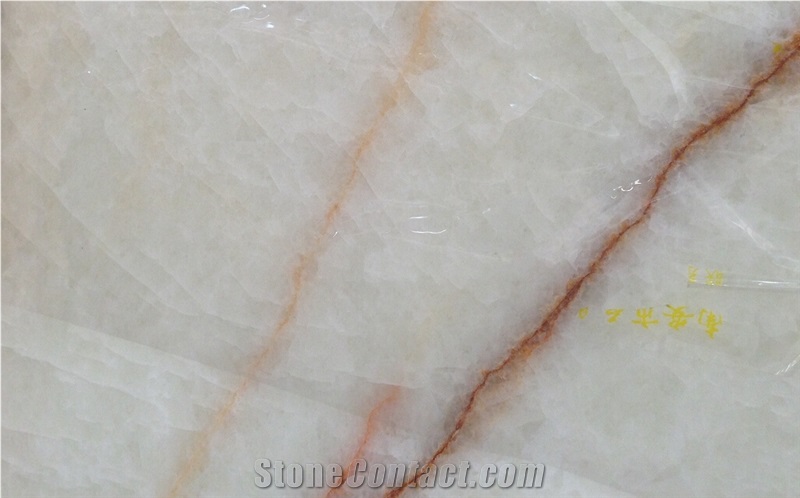 China White Onyx Slab,China White Onyx with Red Veins