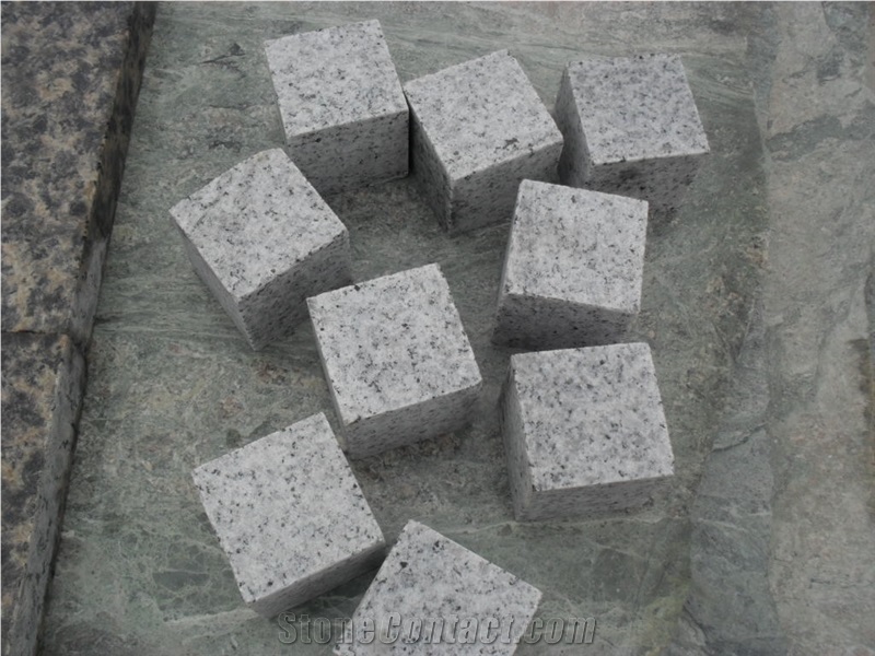 G603 Granite Cube Stone,Light Grey Granite Cobble Stone Pavers