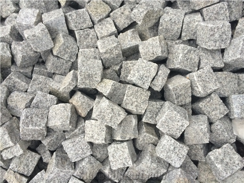G603 Granite Cube Stone,Light Grey Granite Cobble Stone Pavers