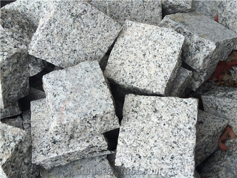 G603 Granite Cube Stone,Light Grey Granite Cobble Stone Pavers