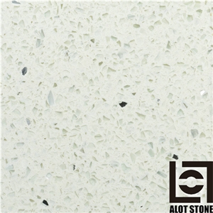 Quartz Stone with White Mirrors Solid Surface Engineered Stone Sample Tiles