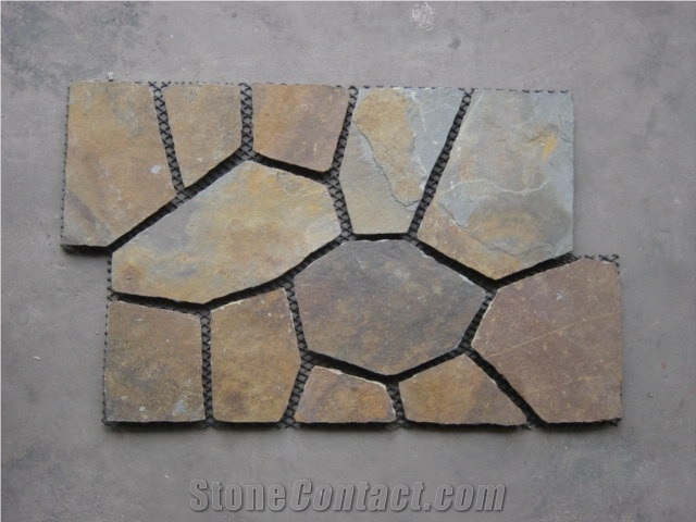 Rust Slate Flagstone,Meshwork Slate Flooring Pavers, Rustic Slate Slate Tiles & Slabs