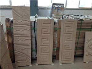 Sandstone Wall Relief,Beige Sandstone Etching, Yunan White Sandstone Wall Reliefs
