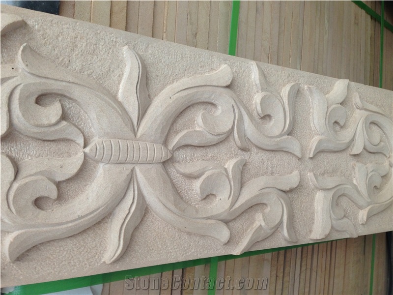 Sandstone Wall Relief,Beige Sandstone Etching, Yunan White Sandstone Wall Reliefs
