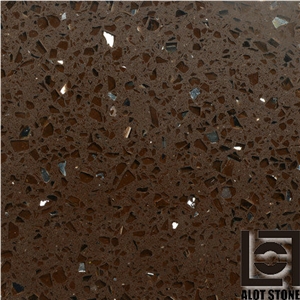 Solid Surface Quartz Stone Tiles,Brown Quartz with Mirros Engineered Stone Solid Surface Quartz Stone Tiles,Brown Quartz with Mirros Engineered Stone