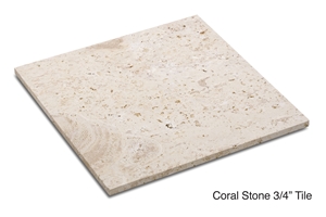 Dominican White Coral Stone Brushed Tiles 3/4"