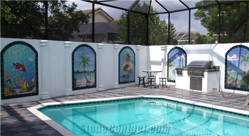 Hand-Painted Porcelain Murals for Pool, Shower, and Anywhere
