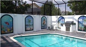 Hand-Painted Porcelain Murals for Pool, Shower, and Anywhere
