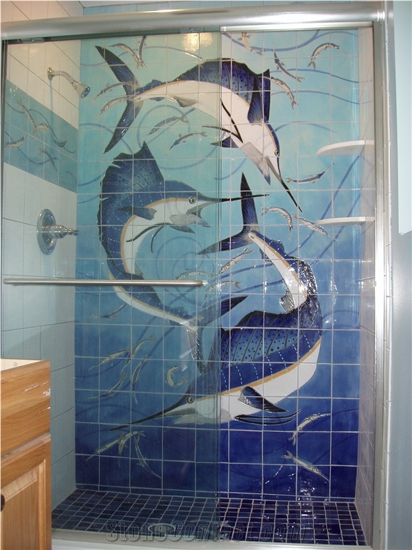 Hand-Painted Porcelain Murals for Pool, Shower, and Anywhere