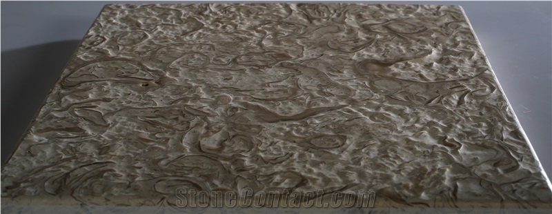 Mini-Abalone Sea Shellstone Beige and Green Slabs & Tiles, Abalone Shellstone Beige Limestone Tiles