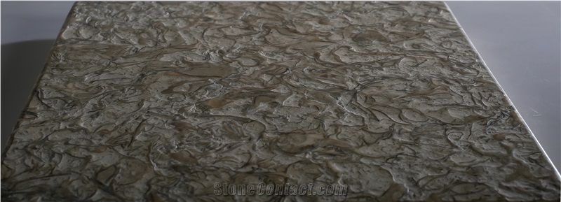 Mini-Abalone Sea Shellstone Beige and Green Slabs & Tiles, Abalone Shellstone Beige Limestone Tiles
