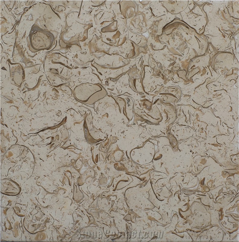 Mini-Abalone Sea Shellstone Beige and Green Slabs & Tiles, Abalone Shellstone Beige Limestone Tiles