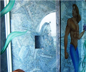Semi-Precious Slabs, Tile, Basins, and Decor Blue Collection