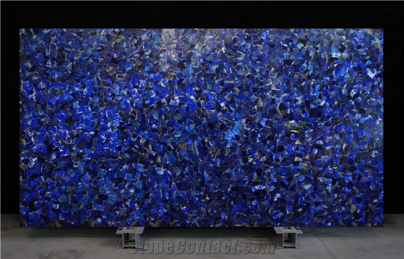 Semi-Precious Slabs, Tile, Basins, and Decor Blue Collection