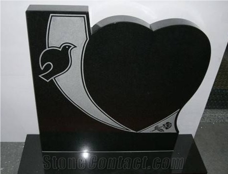 Absolute Black Granite Tombstone, China Shanxi Black Granite Tombstone