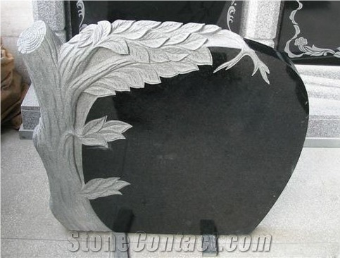 Absolute Black Granite Tombstone, China Shanxi Black Granite Tombstone