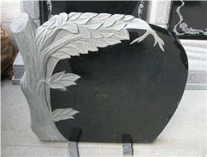 Absolute Black Granite Tombstone, China Shanxi Black Granite Tombstone