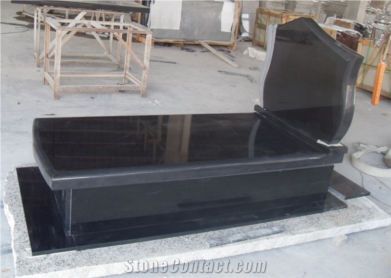 Absolute Black Granite Tombstone, China Shanxi Black Granite Tombstone
