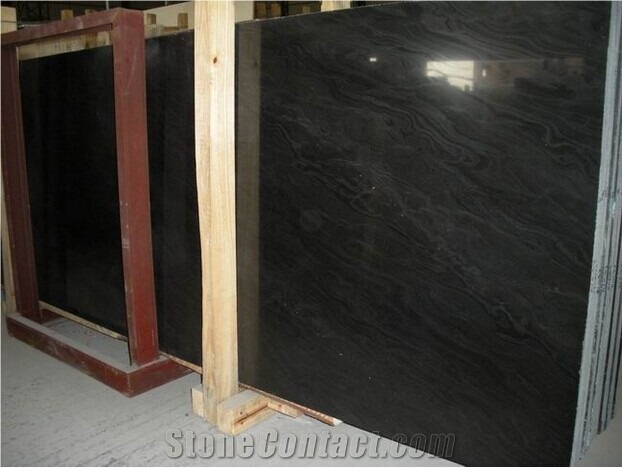 Black Wooden Marble Polished Cross-Cut Slab, China White Cross-Cut Marble