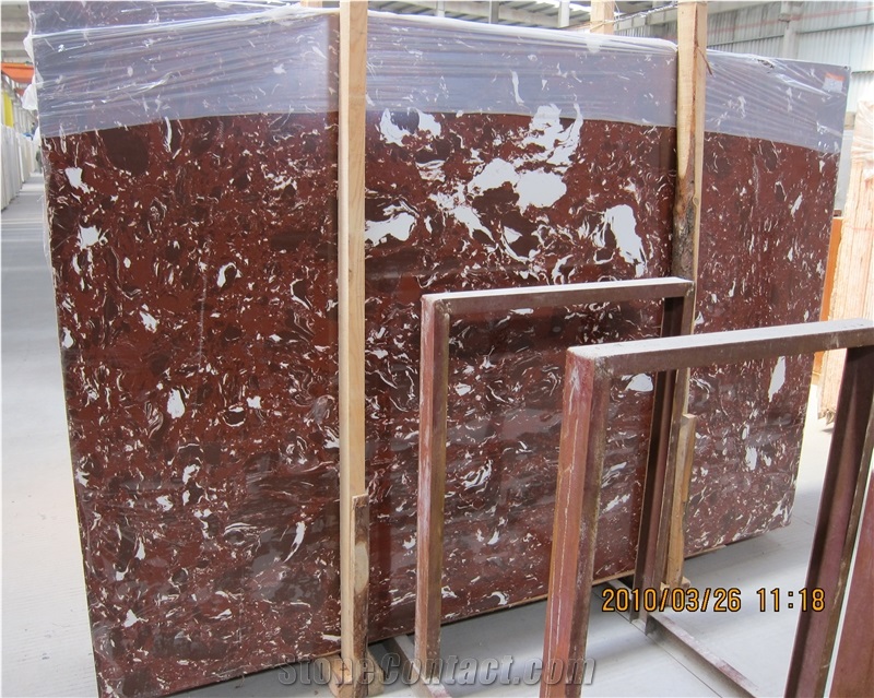 China Red Manmade Marble, Red Artificial Stone Slab