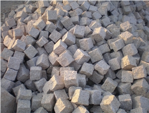 G682 Granite Cubestone, China Yellow Rust Granite Cobble Stone for Paving Outside