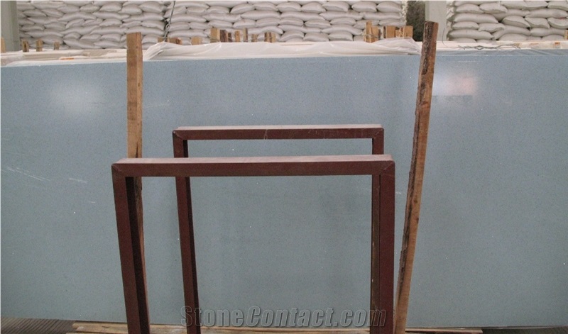 Light Blue Artificial Quartz Slab, China Manmade Blue Quartz Stone Tile,Engineered Stone with Solid Surface