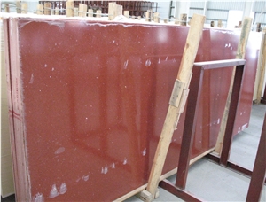 Red Artificial Quartz Slab, China Manmade Red Quartz Stone Tile