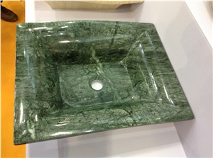 China Forest Green Marble Spuare Sinks,Bathroom Vessel Basins