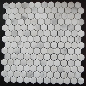 China Thassos White Marble Hexagon Mosaic Tiles