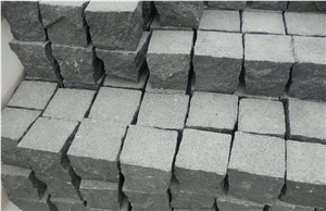 Black Granite Cobbles G684 Cobbles, G684 Cubes, Black Cobbles on Mesh
