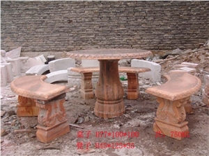 Natural Stone Table, Bench and Chairs