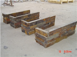 Rusty Wall Cladding Slate Panel Corner, Yellow Slate Wall Cladding