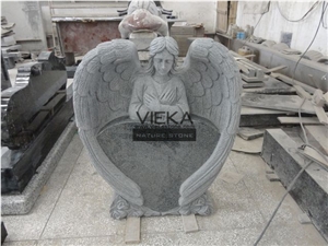 G654 Granite Tombstone & Monument,China Black Granite Gravestone & Angel carve Headstone Sesame Black China impala Padang Black pingnan zhima hei china nero new impala dark grey Polished