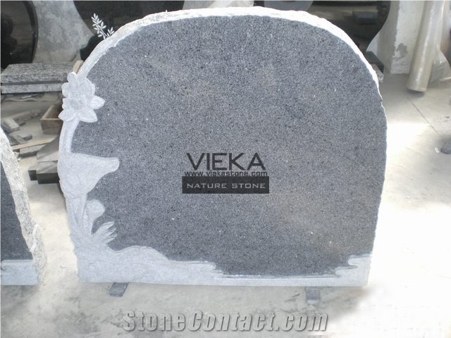 G654 Granite Tombstone & Monument,China Black Granite Gravestone & flower rose carve Headstone Sesame Black China impala Padang Black pingnan zhima hei china nero new impala dark grey Polished