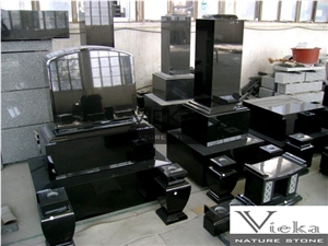 India Black Granite Tombstone & China Impala Monument, Black Granite Gravestone & Headstone for Janpanese & Korean Market