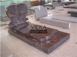 Multicolor Red Granite Tombstone & Monument,Memorials,Gravestone & Headstone,Heart Tombstone