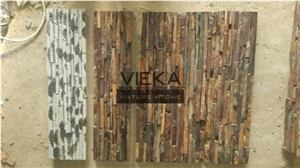 Rusty Slate & Quartzite Culture Stone Panel,Wall Panel,Ledge Stone,Veneer,Stacked Stone for Wall Cladding 60x15cm